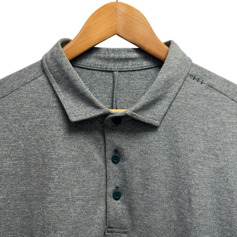 Lululemon Men's Size Small Evolution‎ Golf Polo Blue/Green Stretch S/S Shirt guc